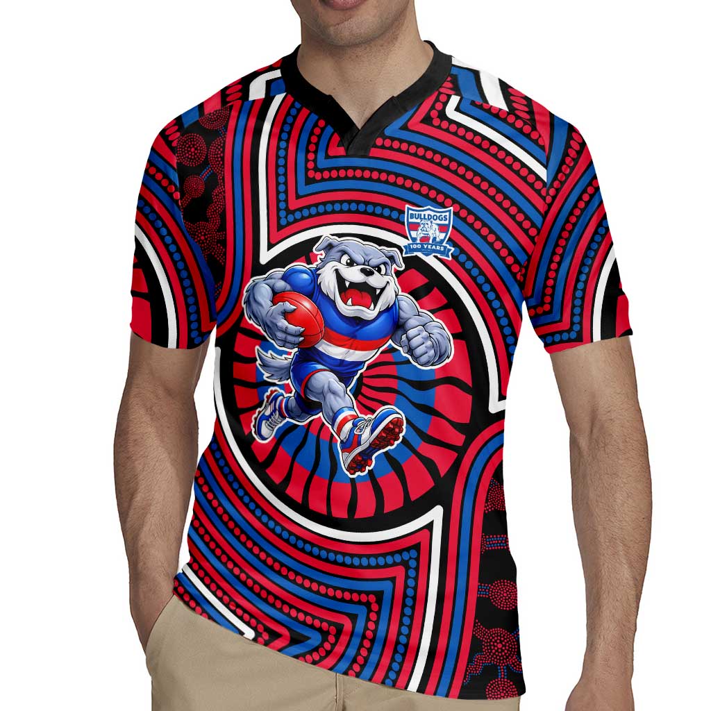 Western Bulldogs Rugby Jersey Indigenous Monochrome Dot Art Mascot Style