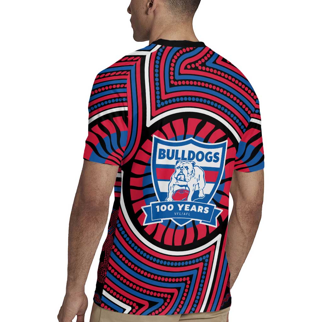 Western Bulldogs Rugby Jersey Indigenous Monochrome Dot Art Mascot Style