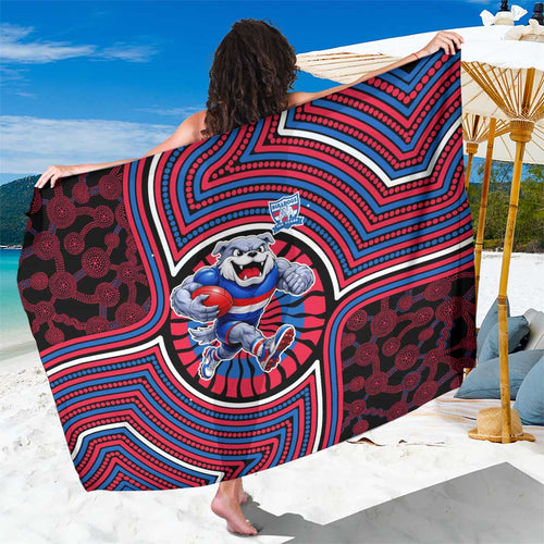 Western Bulldogs Sarong Indigenous Monochrome Dot Art Mascot Style
