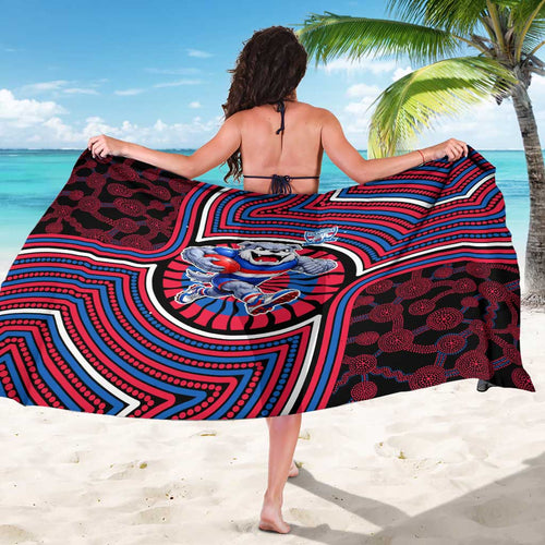 Western Bulldogs Sarong Indigenous Monochrome Dot Art Mascot Style