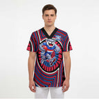 Western Bulldogs Scrub Top Indigenous Monochrome Dot Art Mascot Style