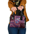Western Bulldogs Shoulder Handbag Indigenous Monochrome Dot Art Mascot Style