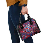 Western Bulldogs Shoulder Handbag Indigenous Monochrome Dot Art Mascot Style