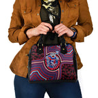 Western Bulldogs Shoulder Handbag Indigenous Monochrome Dot Art Mascot Style