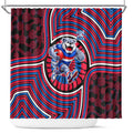 Western Bulldogs Shower Curtain Indigenous Monochrome Dot Art Mascot Style