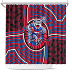 Western Bulldogs Shower Curtain Indigenous Monochrome Dot Art Mascot Style