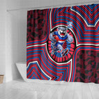 Western Bulldogs Shower Curtain Indigenous Monochrome Dot Art Mascot Style