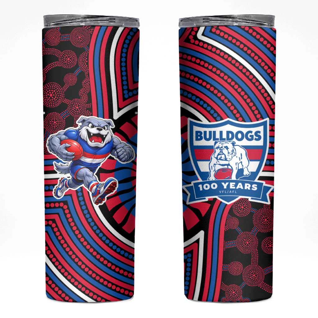 Western Bulldogs Skinny Tumbler Indigenous Monochrome Dot Art Mascot Style