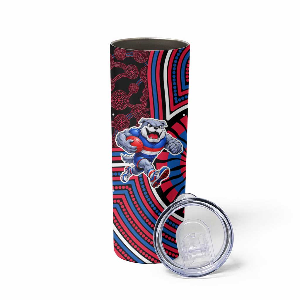 Western Bulldogs Skinny Tumbler Indigenous Monochrome Dot Art Mascot Style