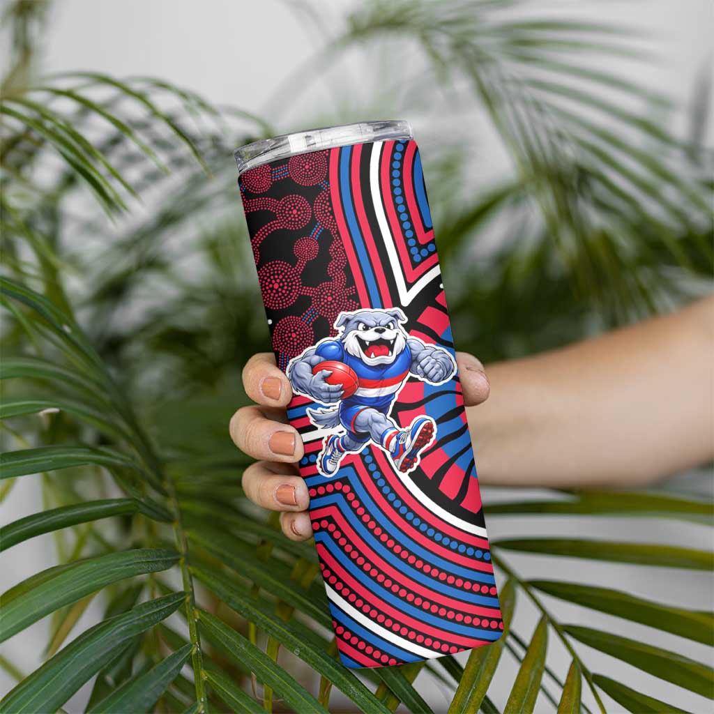 Western Bulldogs Skinny Tumbler Indigenous Monochrome Dot Art Mascot Style