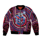 Western Bulldogs Sleeve Zip Bomber Jacket Indigenous Monochrome Dot Art Mascot Style