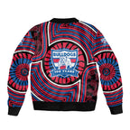 Western Bulldogs Sleeve Zip Bomber Jacket Indigenous Monochrome Dot Art Mascot Style