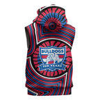 Western Bulldogs Sleeveless Hoodie Indigenous Monochrome Dot Art Mascot Style