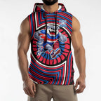 Western Bulldogs Sleeveless Hoodie Indigenous Monochrome Dot Art Mascot Style