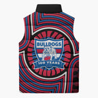 Western Bulldogs Sleeveless Puffer Jacket Indigenous Monochrome Dot Art Mascot Style