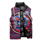 Western Bulldogs Sleeveless Puffer Jacket Indigenous Monochrome Dot Art Mascot Style