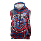 Western Bulldogs Sleeveless Zip Hoodie Indigenous Monochrome Dot Art Mascot Style