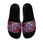 Western Bulldogs Slide Sandals Indigenous Monochrome Dot Art Mascot Style
