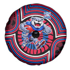 Western Bulldogs Spare Tire Cover Indigenous Monochrome Dot Art Mascot Style