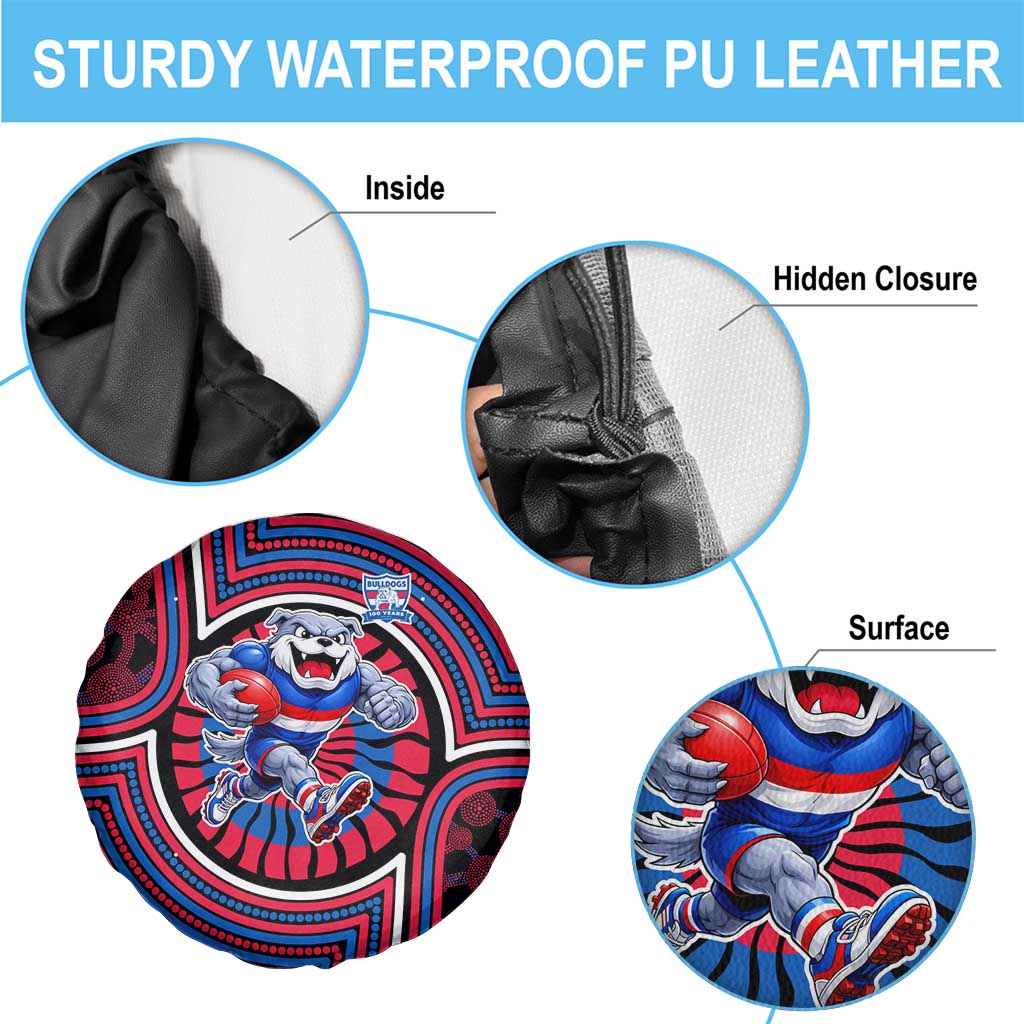Western Bulldogs Spare Tire Cover Indigenous Monochrome Dot Art Mascot Style