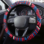 Western Bulldogs Steering Wheel Cover Indigenous Monochrome Dot Art Mascot Style