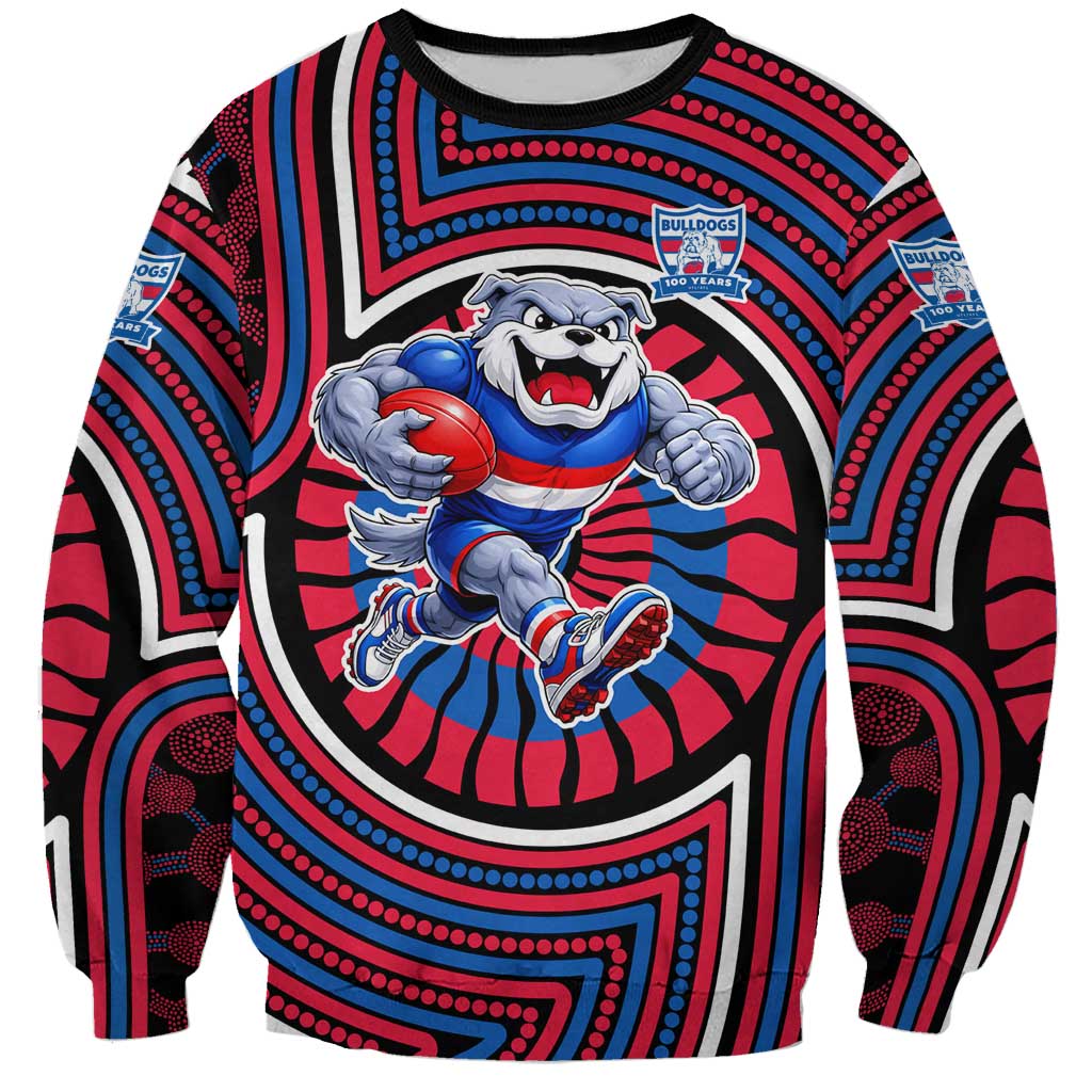 Western Bulldogs Sweatshirt Indigenous Monochrome Dot Art Mascot Style