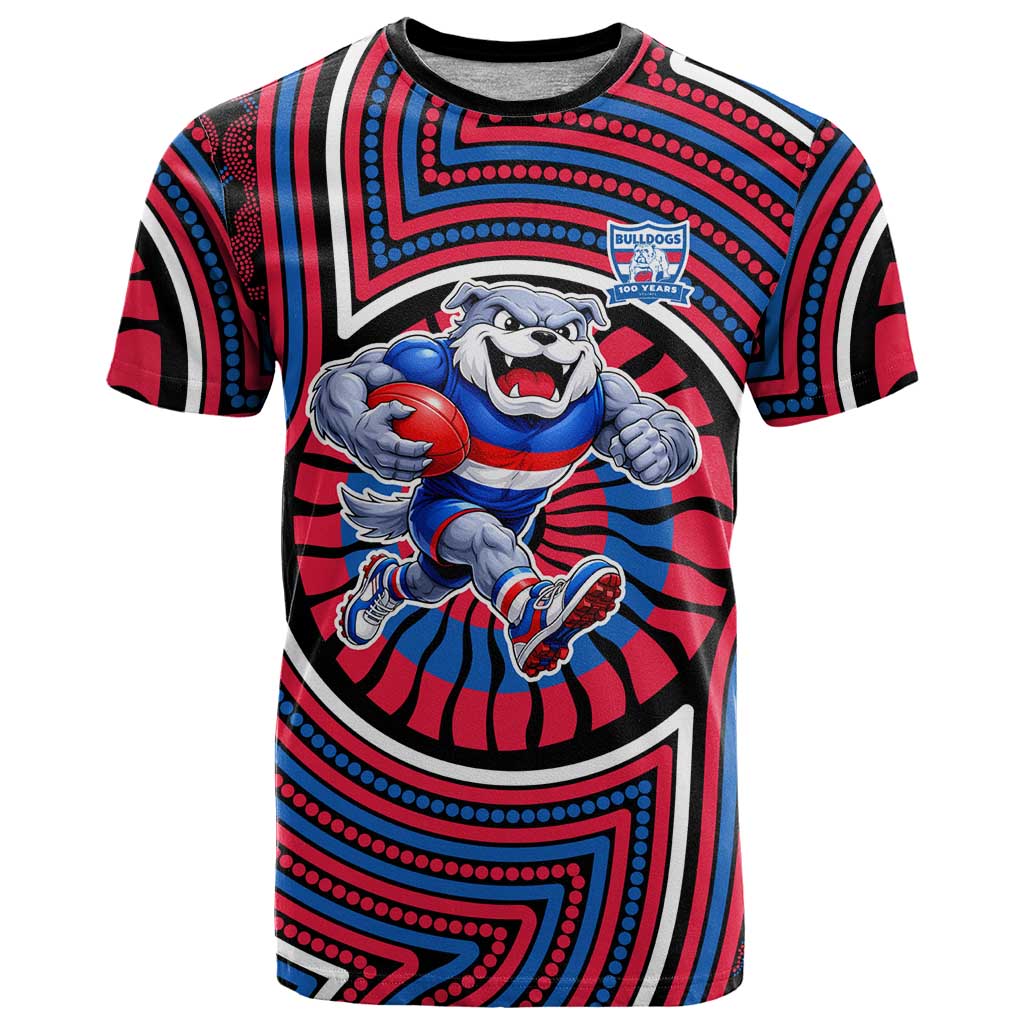 Western Bulldogs T Shirt Indigenous Monochrome Dot Art Mascot Style
