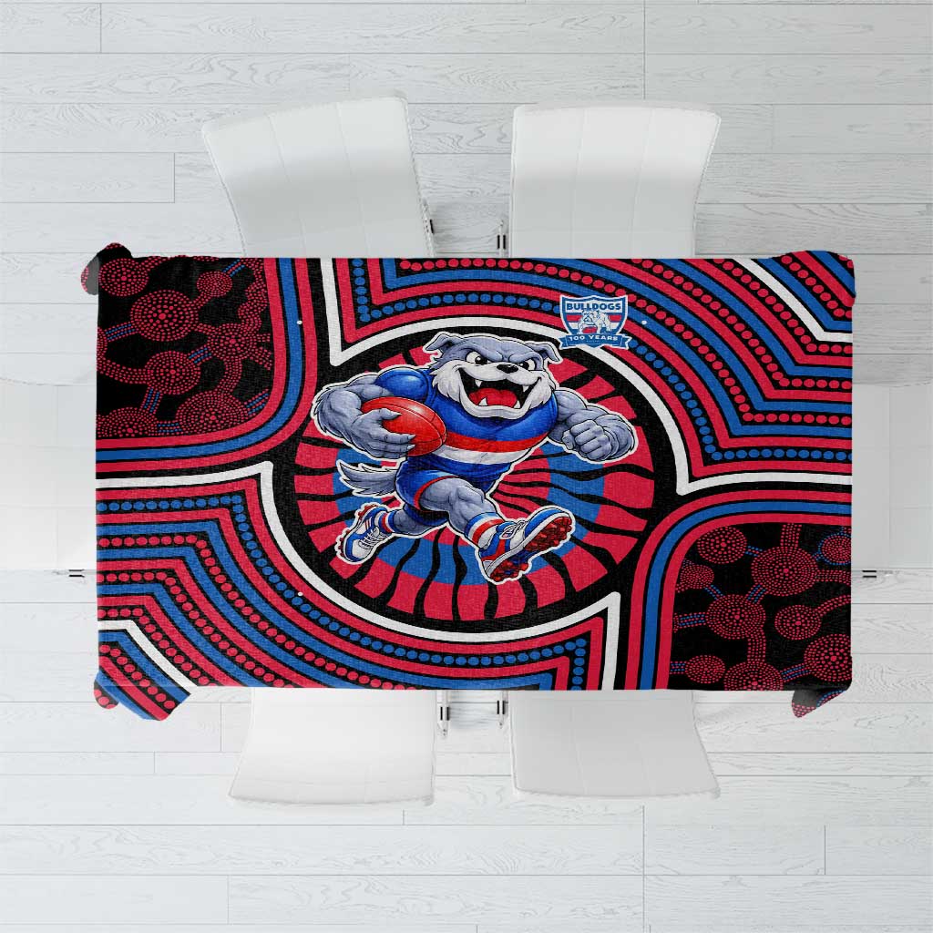 Western Bulldogs Tablecloth Indigenous Monochrome Dot Art Mascot Style
