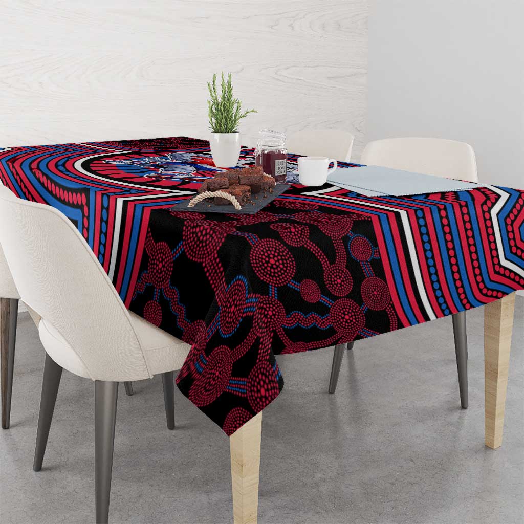 Western Bulldogs Tablecloth Indigenous Monochrome Dot Art Mascot Style