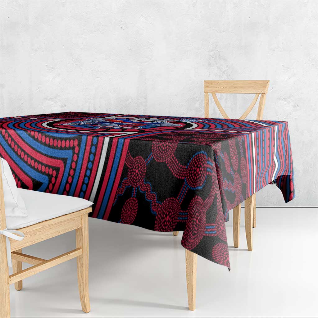 Western Bulldogs Tablecloth Indigenous Monochrome Dot Art Mascot Style