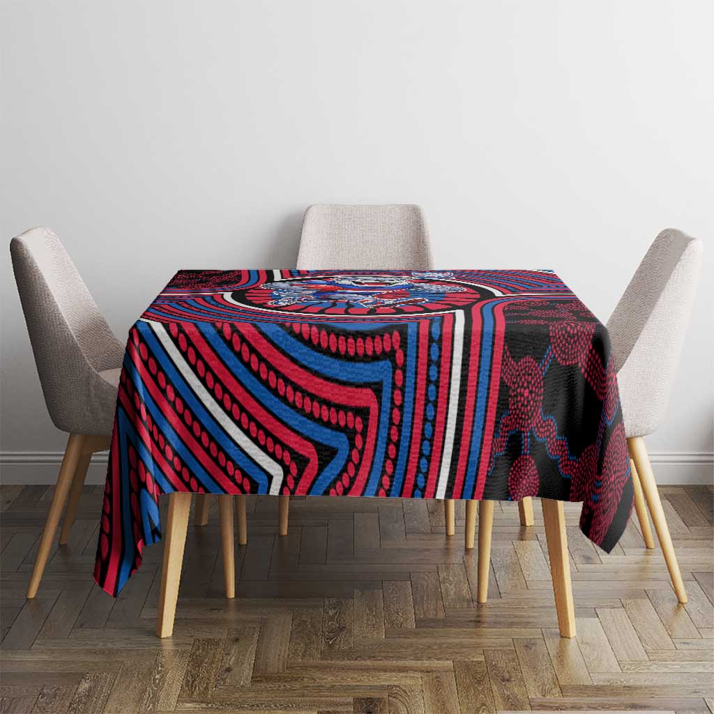 Western Bulldogs Tablecloth Indigenous Monochrome Dot Art Mascot Style