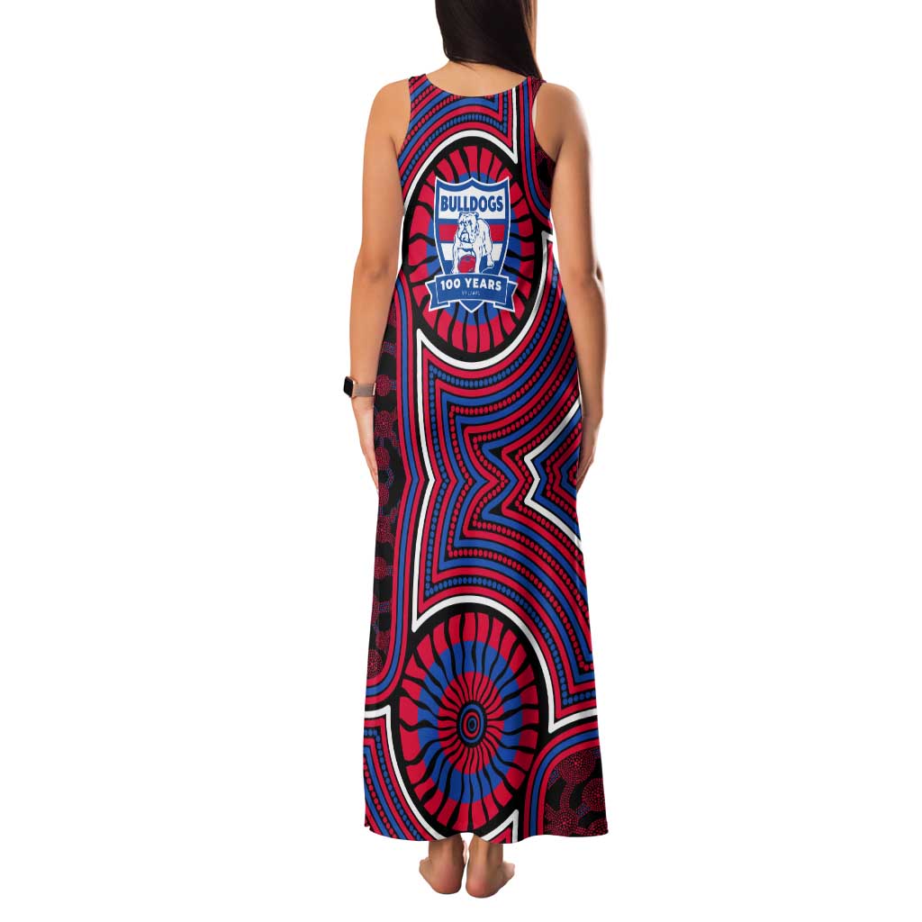 Western Bulldogs Tank Maxi Dress Indigenous Monochrome Dot Art Mascot Style