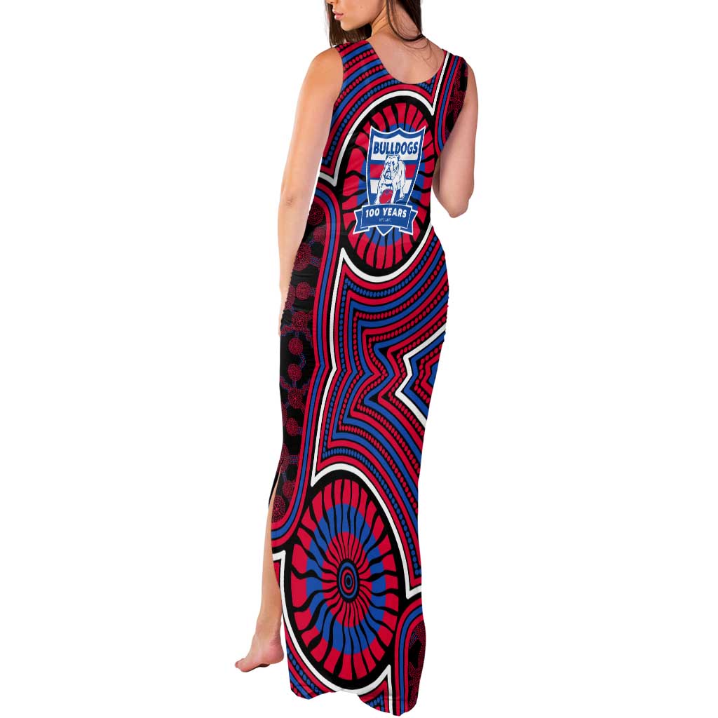 Western Bulldogs Tank Maxi Dress Indigenous Monochrome Dot Art Mascot Style