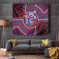 Western Bulldogs Tapestry Indigenous Monochrome Dot Art Mascot Style