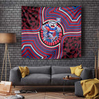 Western Bulldogs Tapestry Indigenous Monochrome Dot Art Mascot Style