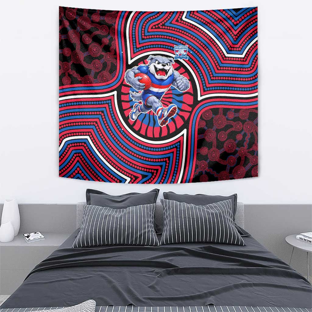 Western Bulldogs Tapestry Indigenous Monochrome Dot Art Mascot Style
