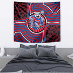 Western Bulldogs Tapestry Indigenous Monochrome Dot Art Mascot Style