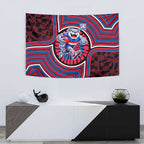 Western Bulldogs Tapestry Indigenous Monochrome Dot Art Mascot Style