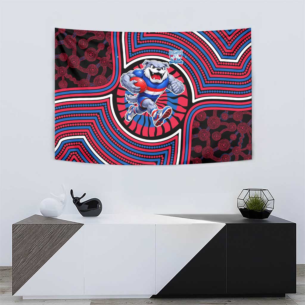 Western Bulldogs Tapestry Indigenous Monochrome Dot Art Mascot Style