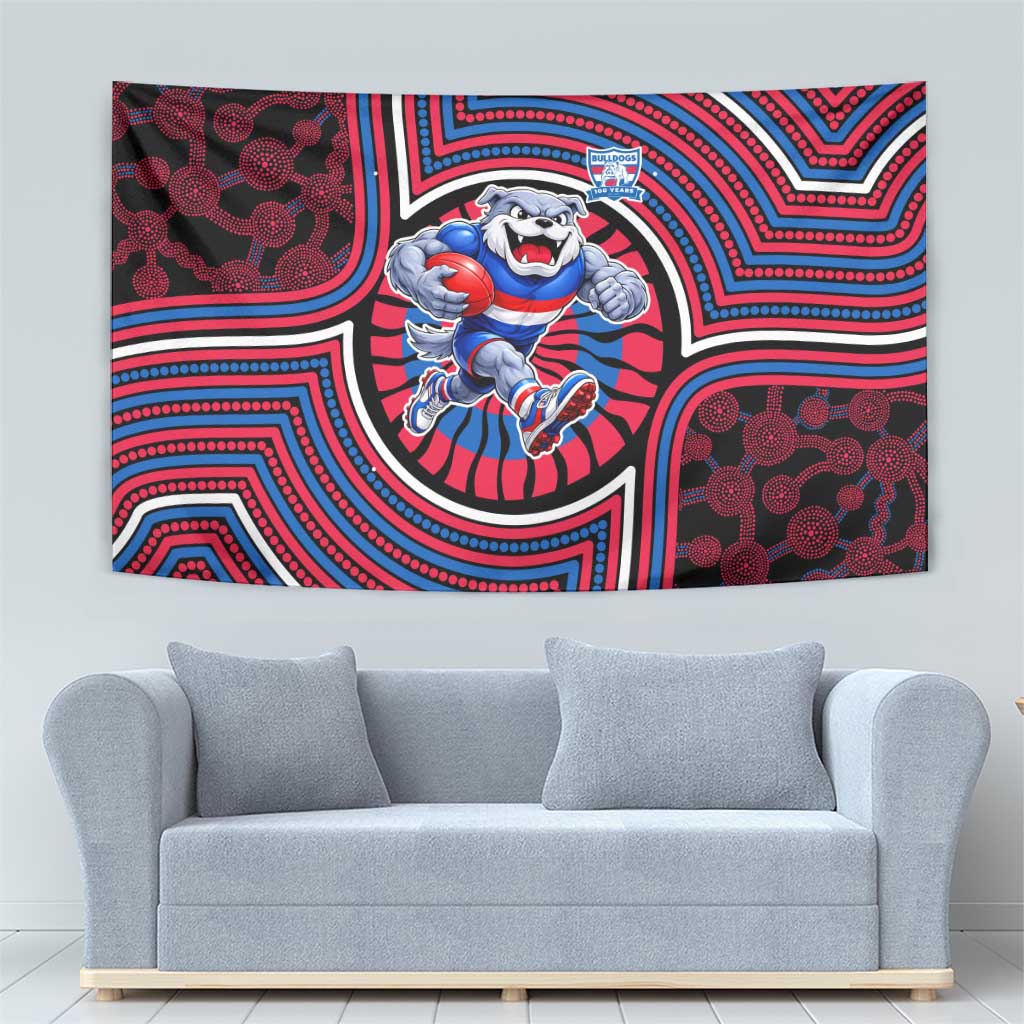 Western Bulldogs Tapestry Indigenous Monochrome Dot Art Mascot Style