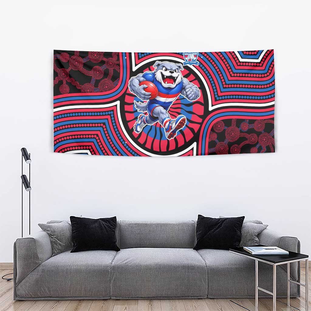 Western Bulldogs Tapestry Indigenous Monochrome Dot Art Mascot Style