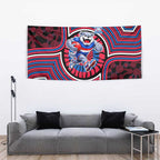 Western Bulldogs Tapestry Indigenous Monochrome Dot Art Mascot Style