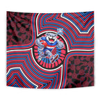 Western Bulldogs Tapestry Indigenous Monochrome Dot Art Mascot Style