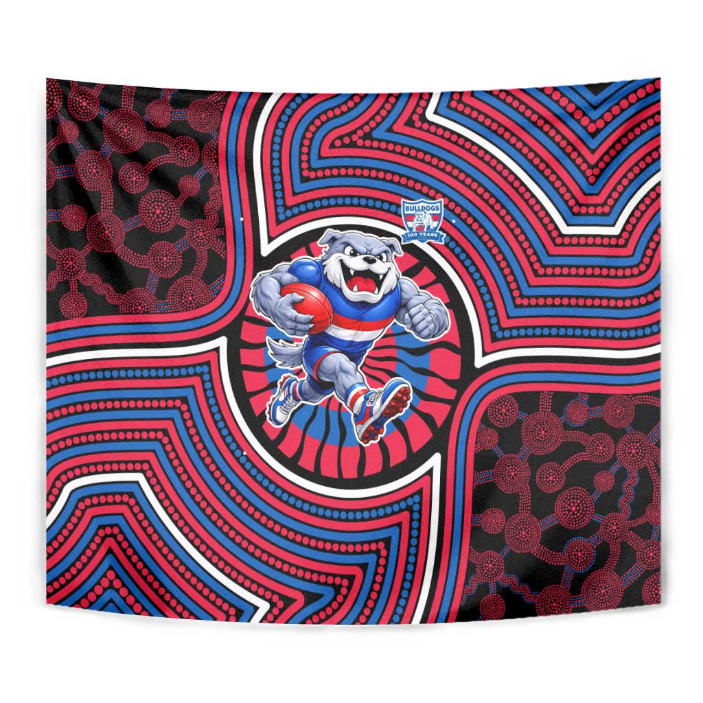 Western Bulldogs Tapestry Indigenous Monochrome Dot Art Mascot Style