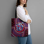Western Bulldogs Tote Bag Indigenous Monochrome Dot Art Mascot Style