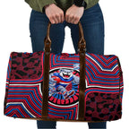 Western Bulldogs Travel Bag Indigenous Monochrome Dot Art Mascot Style