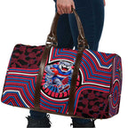 Western Bulldogs Travel Bag Indigenous Monochrome Dot Art Mascot Style
