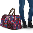 Western Bulldogs Travel Bag Indigenous Monochrome Dot Art Mascot Style