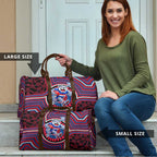 Western Bulldogs Travel Bag Indigenous Monochrome Dot Art Mascot Style