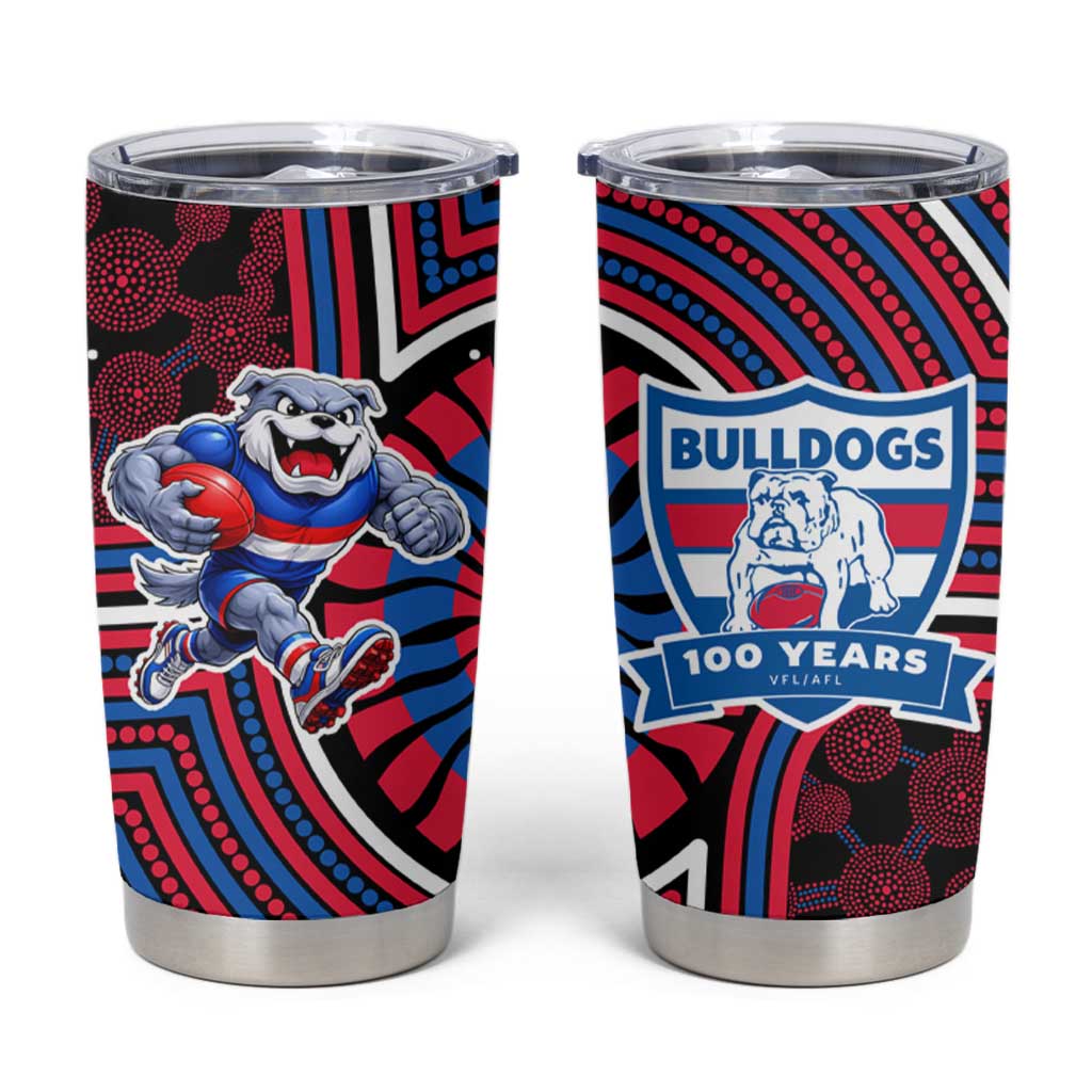 Western Bulldogs Tumbler Cup Indigenous Monochrome Dot Art Mascot Style